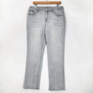 Chicos Jeans Womens 12 Gray 2 So Slimming Girlfriend Straight Leg Stretch Denim